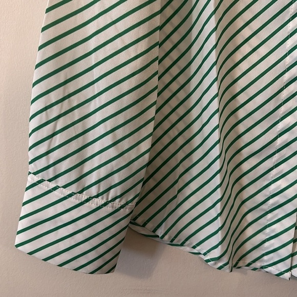 Aaron & Amber Striped Oversized Relaxed Fit Button Up Shirt in Kelly Green - Picture 9 of 12